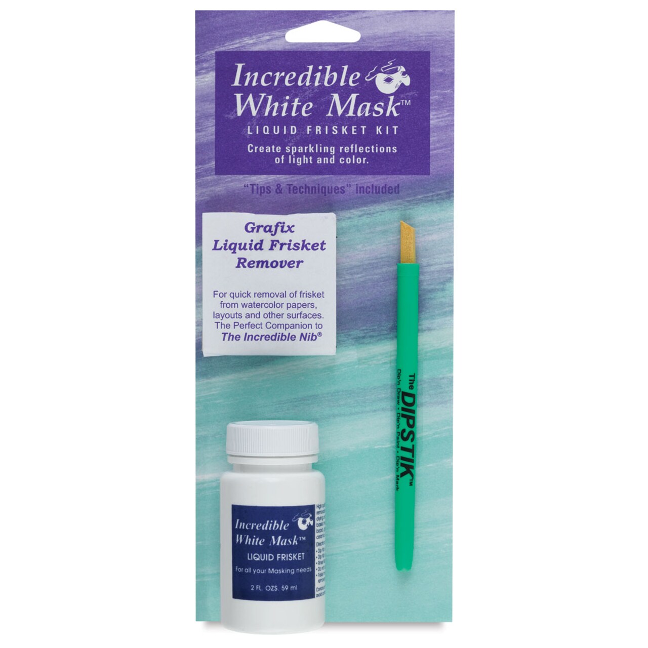 Grafix Incredible White Mask Frisket Kit - Liquid Frisket and Dipstik Kit
